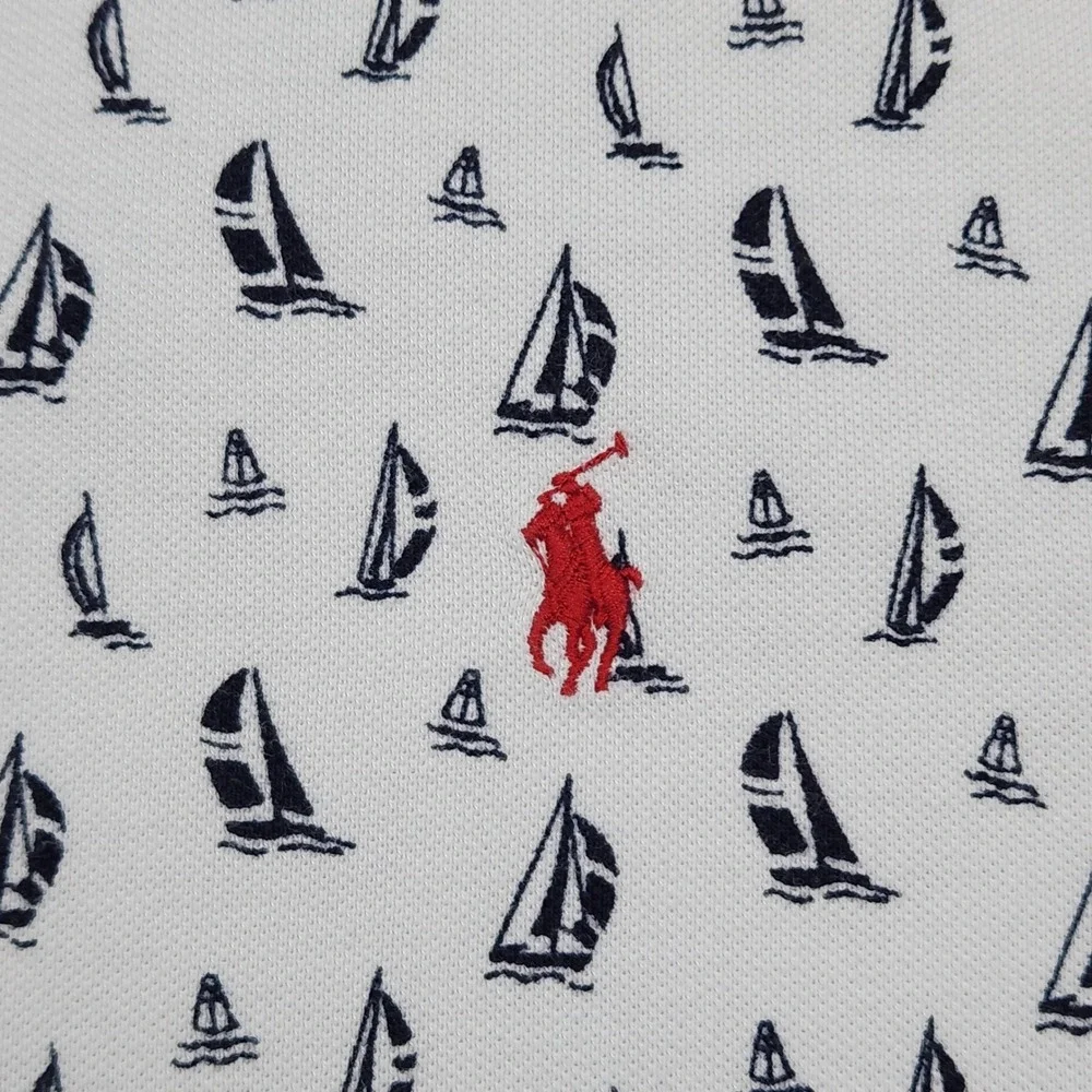 Polo Ralph Lauren Polo Shirts Lot of 2 4XLT Blue White Nautical Sailboat Beach